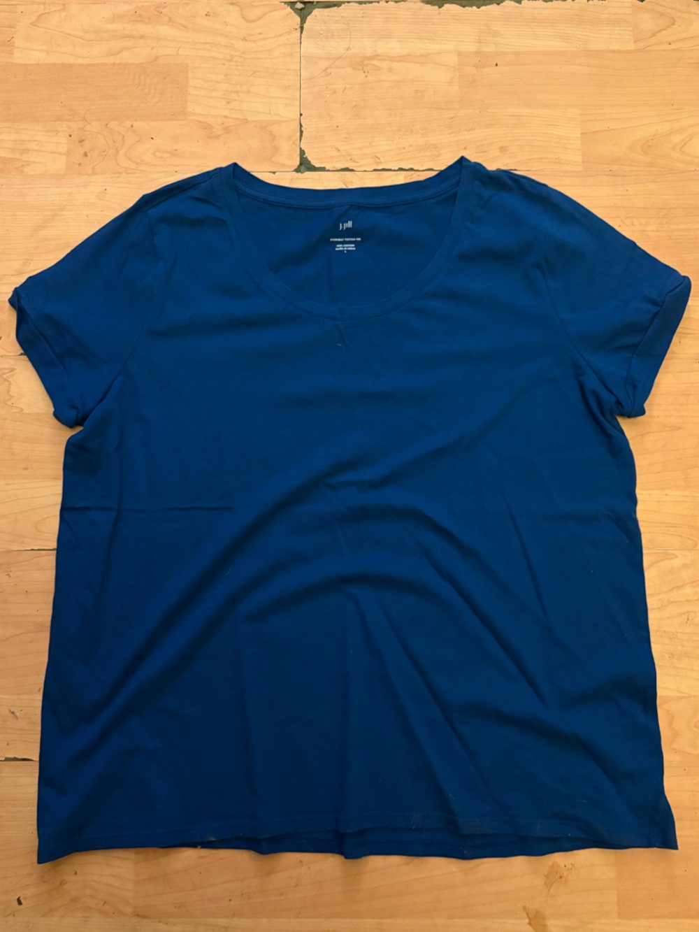 J. JILL Everyday Cotton Tee Size L Blue Round Neck Casual Short Sleeve N22